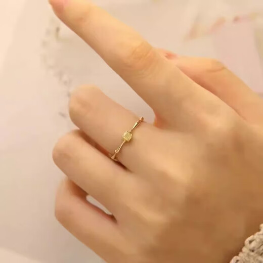 Dragon Girl Small Bamboo Sugar Cube Citrine Ring Ring for Women Light Luxury Versatile Niche Design Adjustable Index Finger Ring Bamboo Sugar Cube B01-302