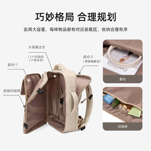 POLO backpack women's travel bag box-type large-capacity backpack 17.3-inch computer bag business trip luggage bag can be boarded