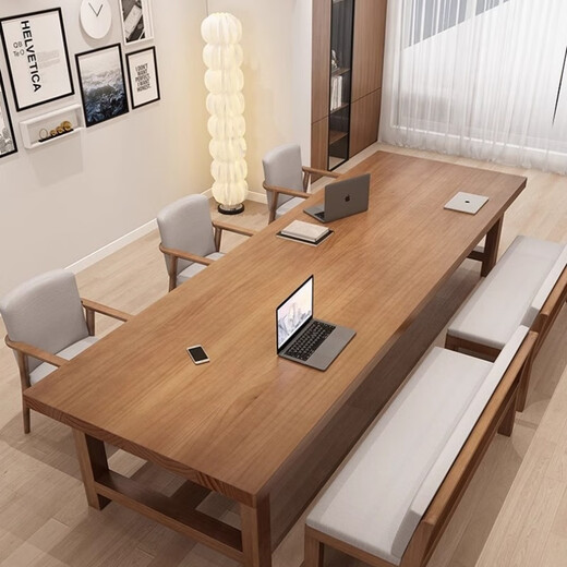 Changdagui solid wood large desk home de-living room long table computer desk office study writing table conference table workbench standard version 220*90* height 75 thickness 8cm package delivery