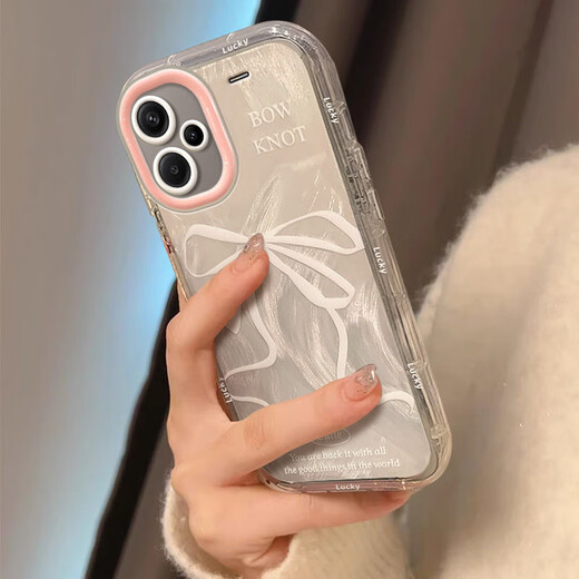 妙之选适用于红米Note13手机壳羽纱奶油少女心珍珠蝴蝶结全包RedmiNote12Pro硅胶Note12手机壳Note13Pro+ 羽纱奶油壳-透明-BS3884白蝴蝶结 华为 P30