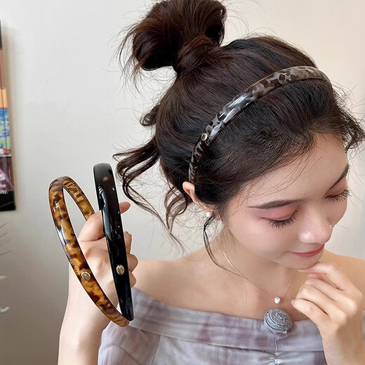 Xiang Wan Hairband Retro Leopard Hairpin Hairband Women's High-end Versatile Outing Headwear Anti-Slip Headband Crushed Hairpin