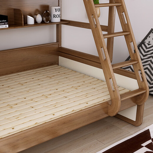 Dumb Bear solid wood children's bed multi-functional combined bed wardrobe bed storage high box bunk bed parallel bunk bed bunk bed + ladder cabinet + large wardrobe + top cabinet (walnut color 1200mm*1900mm