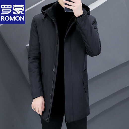 Luo Meng winter 2026 new two-padded coat casual winter cotton coat plus cotton windbreaker mid-length thickened men's coat black XL