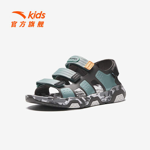 ANTA Children's Sandals Men's Beach Shoes 2024 Summer New Breathable and Comfortable Outdoor Sports Sandals Slate Gray/Fish Eye Blue/Black-3 33