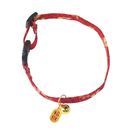 Qi Oh cat collar bell New Year cat and kitten neck jewelry pet kitten collar blue cat and dog decorative necklace red Chinese style to attract wealth and blessings