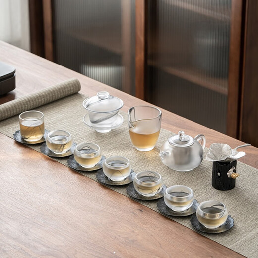 Langting Yafang Chinese high-end gilt silver glazed Kung Fu tea set teapot cover bowl tea sea tea cup home office living room complete tea set gift box ink dyed glazed Kung Fu tea set 15 pieces