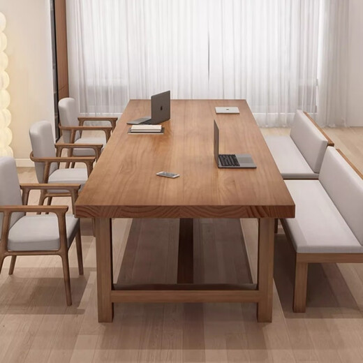 Changdagui solid wood large desk home de-living room long table computer desk office study writing table conference table workbench standard version 220*90* height 75 thickness 8cm package delivery