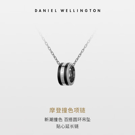 Daniel Wellington DW necklace for women, fashionable jewelry with adjustable length and contrasting colors, birthday gift for girlfriend DW00400304 silver white