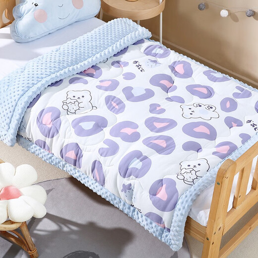 Colorful baby cotton bean velvet children's kindergarten nap thickened blanket autumn and winter male and female baby comfort quilt pink rabbit 100x100cm