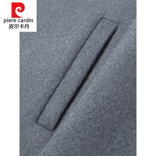 Пьер Карден (Pierre Cardin) трикотажное длинное тонкое шерстяное пальто мужское удлиненное молодежное красивое ветровка черное повседневное плотное пальто расширенное черное диагональный карман M