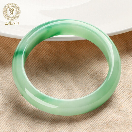 Various Burmese Laokeng Jade Bracelets Women's Jade Bracelets Waxy Ice Floating Flowers Royal Concubine Jade Bracelets Natural Light Green Ring 54-57 (Consult Customer Service for Details)