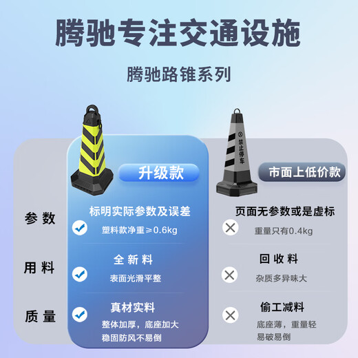 Tengchi ice cream bucket no parking pile warning sign plastic reflective roadblock cone isolation pier ice cream cone yellow and black style
