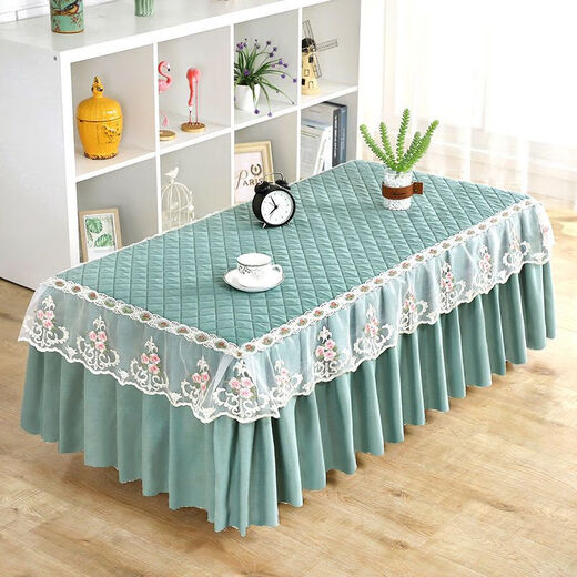 Mirror Moon Picture coffee table tablecloth rectangular all-inclusive non-slip thickened coffee table cover living room lace fabric bedside table dust cover cover Fuguihua-Coffee yarn gauze style width 70*length 130*height 40