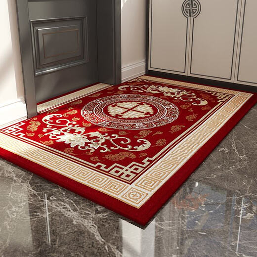 Qiqijia Floor Mat Entry Door Mat Home Door Mat Red Festive Non-Slip Wear-Resistant Entry Carpet Chinese Style Xiangyun Ruicai-Red 160*230cm
