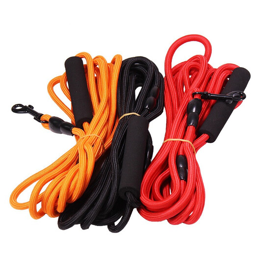 SLPC dog leash, extended dog leash, large dog golden retriever, small and medium-sized dog Teddy Pomeranian, corgi French dog leash, black, rope thickness 1cm 5 meters