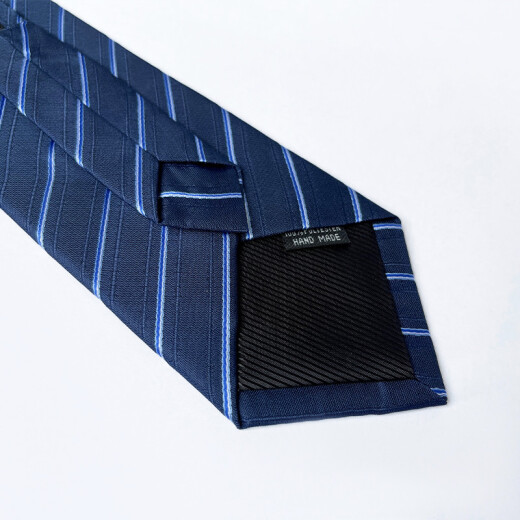 HAIPAIHAOYU men's zipper tie 8cm business formal wear easy to pull lazy style gift box WE6 dark blue stripes