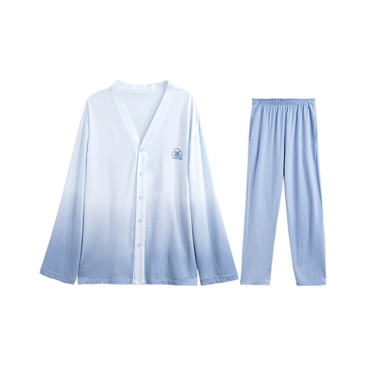 Fenton Pajamas Fan Chengcheng's same style Star's same style V-neck long-sleeved cardigan antibacterial home wear set Starry Sky Orchid - Men's XL