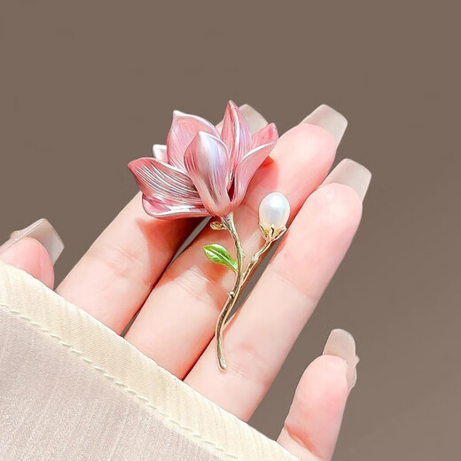 LEMIAO Chinese style elegant and exquisite magnolia brooch new fashion temperament flower pin retro flag Hanfu corsage accessories magnolia brooch B00-302