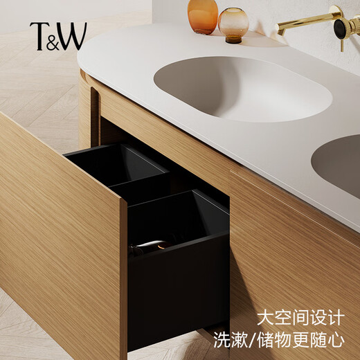 特拉维尔（TW）浴室柜LED镜组合北欧轻奢挂墙镜子民宿酒店卫生间洗漱台洗手台 5012人造石盆+镜+浴柜长180cm