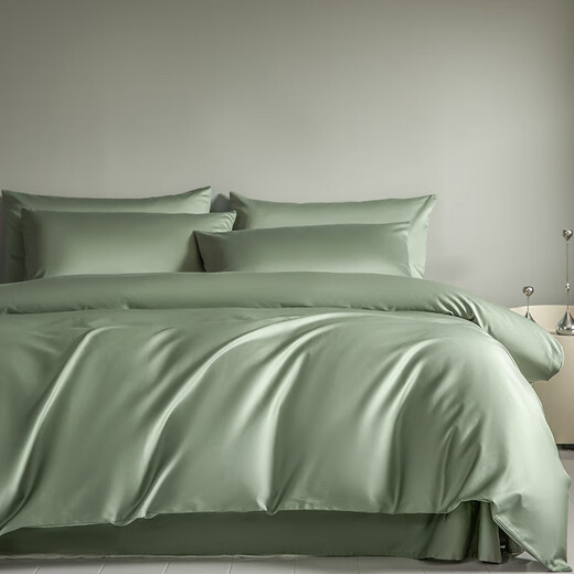 SOMERELLE high-count satin long-staple cotton pure cotton bed four-piece set 100% cotton light luxury 100% naked bed sheet duvet cover double bed sheet pine green 100s light luxury 1.5/1.8m bed sheet four-piece set - quilt cover 200*23 SOMERELLE high-count satin long-staple cotton pure cotton bed four-piece set 100% cotton light luxury 100% naked bed sheet duvet cover double bed sheet pine green 100s light luxury 1.5/1.8m bed sheet four-piece set - quilt cover 200*23
