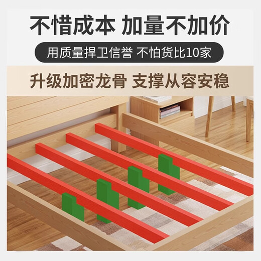 Zhutuo solid wood bed double bed 1.8 meters 2 meters 1.5 meters modern simple rental house simple single bed household wooden bed breathable 30 high | bare bed. Store manager recommended 1500mm*2000mm