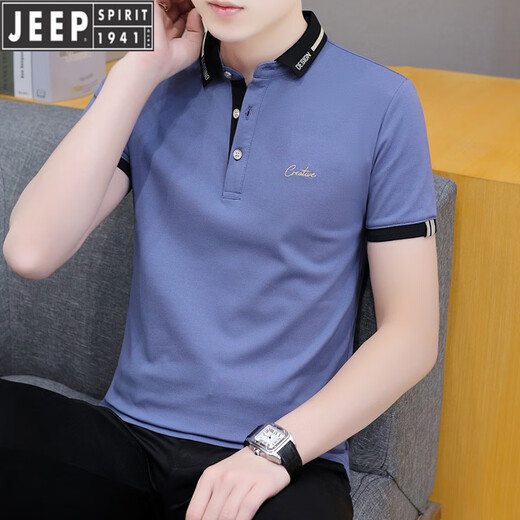 吉普（JEEP）国际品牌2025夏季翻领短袖t恤男青年冰丝翻领半袖polo.衫商务透气 白色 QY683 L 【120-135斤】