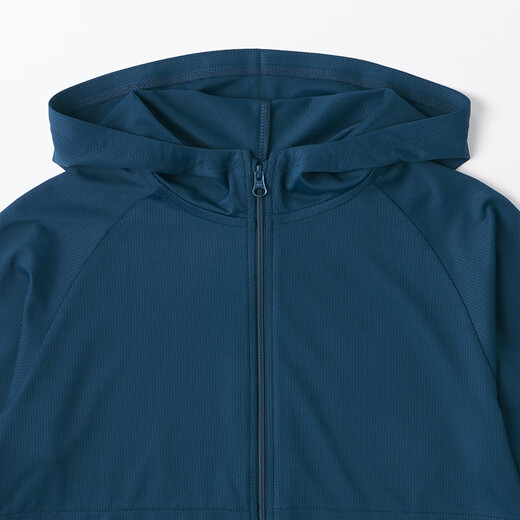 MUJI older children's UV-resistant, easy-drying zipper hoodie, children's outerwear, sun protection clothing CB1J1A4S Navy Blue 110/56A