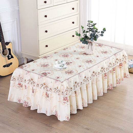 Mirror Moon Picture coffee table tablecloth rectangular all-inclusive non-slip thickened coffee table cover living room lace fabric bedside table dust cover cover Fuguihua-Coffee yarn gauze style width 70*length 130*height 40