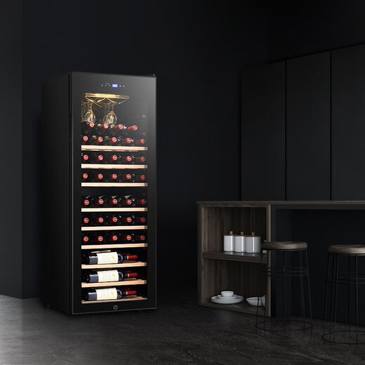 Bacchus Red Wine Cabinet Constant Temperature Wine Cabinet Wine Cabinet Household Large Capacity Wine Thermostatic Cabinet Tea Cabinet Sake Red Wine Whiskey Foreign Wine Air-cooled Hanging Cup Solid Wood Vertical Display Cabinet YH-72 Beech Full Flat Style - Air-cooled Frost-free 51 Bottles
