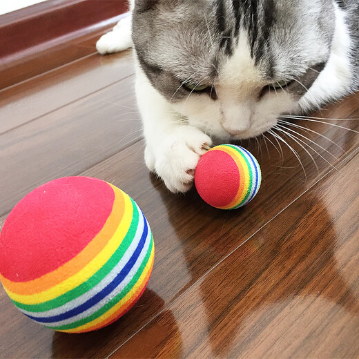 Mila Meow Rainbow Ball Cat Toy Pet Ball Cat Puppy Dog Kitten Puppy Self-Happiness Relief Cat Toy Ball Silent Ball Small Ball 3.5CM 10 pcs