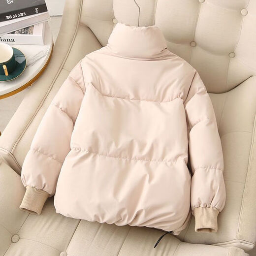Ruizhu 2024 winter new thickened down cotton jacket for female students small Korean style loose warm cotton jacket trendy off-white S 90-110Jin Jin is equal to 0.5 kg