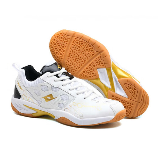 KUNY volleyball shoes, air volleyball sports shoes, men's and women's volleyball competition training shoes, non-slip, wear-resistant, tendon bottom badminton shoes, 811 white, black gold, 36