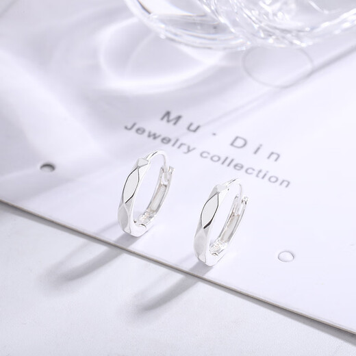 Qiuyu 999 silver earrings for women, solid ear buckles, high-end ear rings, plain ring earrings, Chinese Valentine's Day gift for girlfriend, solid sterling silver earrings, exquisite gift box