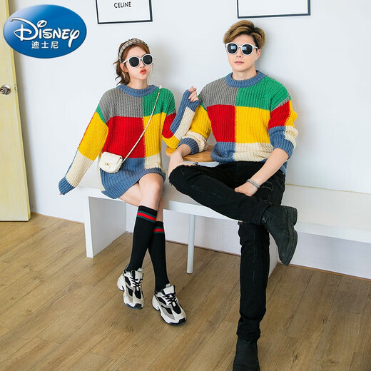Disney large size spring clothing autumn and winter parent-child clothing 2025 new trendy mother-child clothing for a family of three or four rainbow sweater Korean version green 120cm