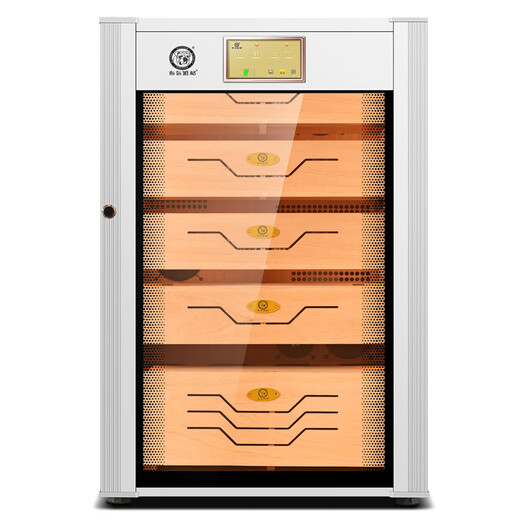 Bulldog cigar cabinet with constant temperature and humidity, ammonia removal, fingerprint lock control, wet eggplant password lock, energy-saving WiFi remote control, VC428 Divine Dog PLUS, cedar wood moisturizing, naked breeding, imported home VC308 Divine Dog PLUS with fingerprint password lock, WIFI+ white