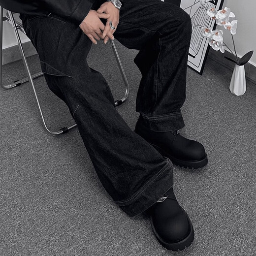 Amaodun round toe shoes for men, young people, casual business men's shoes, commuting British style black matte big-toe derby shoes, black matte inner height increase 43