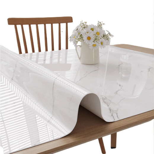 Colorful butterfly tablecloth no-wash waterproof and oil-proof pvc dining table mat light luxury high-end soft glass living room coffee table mat tablecloth cyan daisy 85*135cm