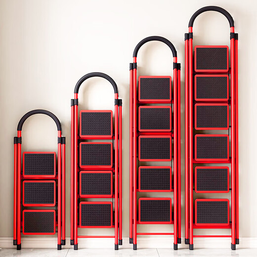 Échelle à chevrons pliante multifonctionnelle Jingulao, échelle d'escalade portable à épaississement rouge épaissisé, échelle de rangement multiples, échelle de six étapes, KZS-683