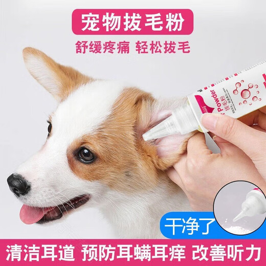 OEMG Pet Ear Hair Plucking Powder Painlessly Cleans Ear Wax Dog Bichon Teddy Ear Mite Hair Plucking Powder Ear Cleansing Powder 1 Bottle of Ear Hair Powder + Cotton Swab