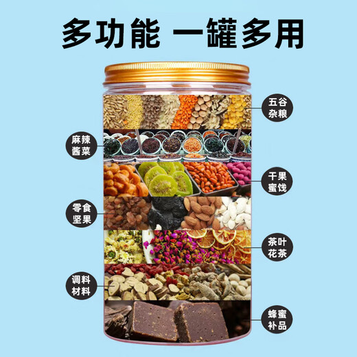 Xinhou plástico sellado botella de plástico botella de alimento vacío de grado miel lata de plástico sellado transparente lata de té botella de separación de la boca ancha 690 ml 10x10 cm (10 paquetes) Cubierta de aluminio