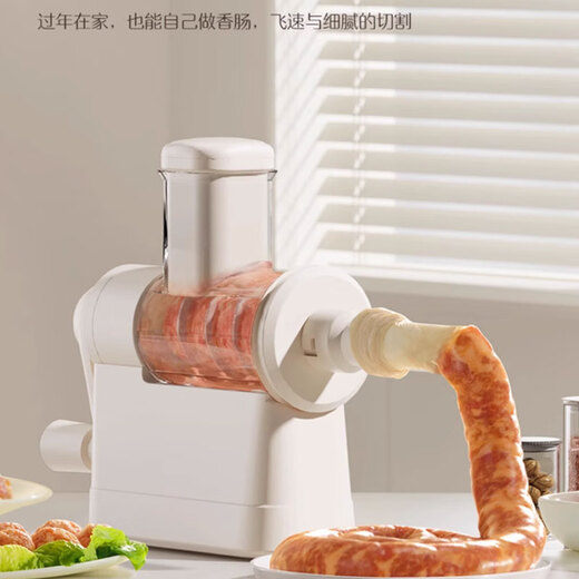 Jingyan Sausage Machine Household Food Grade Sausage Machine Sausage Machine Hand-Cranked Sausage Sausage Can Sausage Tool Casing Artifact White 3 Tubes + Casings + Cotton Thread + 100 Gloves Spiral Multi-function Sausage Machine