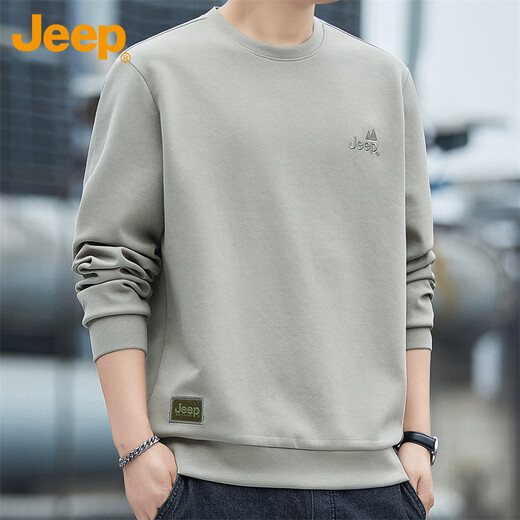 Jeep (JEEP) sweatshirt men's autumn and winter round neck long-sleeved T-shirt men's loose casual clothes men's camel XL