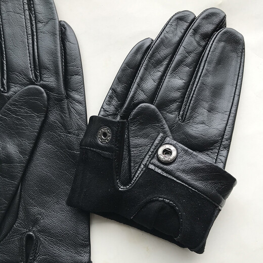 Gold Longyue Men's Lambskin Genuine Leather Gloves Touch Screen Thin Unlined Single Layer Soft Sheepskin Driving Outdoor Gloves Split Finger Spring Autumn Winter Plus Velvet Warm Black Plus Small Hand Repair Black L Unlined