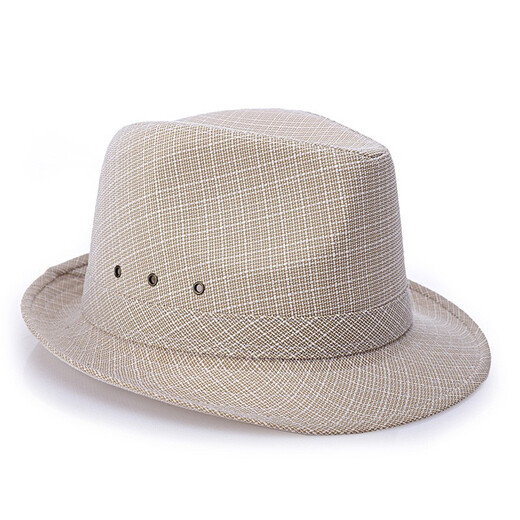 Changyin summer summer hat for middle-aged and elderly men's hat top hat sun hat linen jazz hat spring and autumn linen dark gray medium size 58 cm