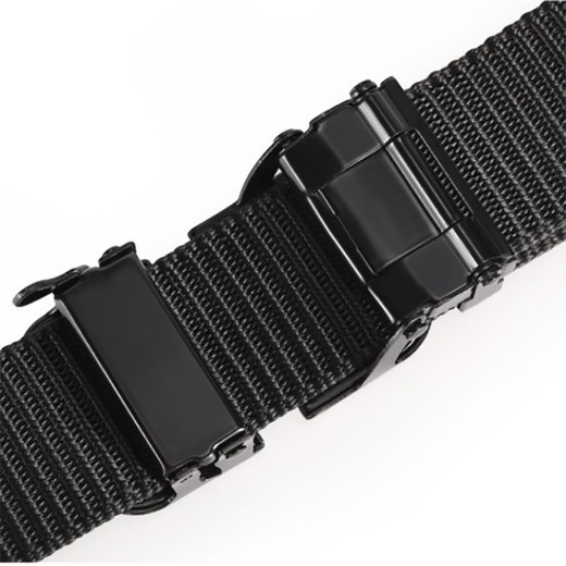 Watson Sheep Men's Belt Canvas Toothless Automatic Buckle Woven Belt Breathable Casual Outdoor Sports Student Military Training Pants Belt Black Automatic Buckle (Length 120cm Width 3.5cm) 120cm