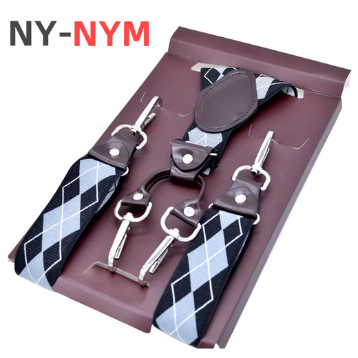 NY-NYM男女钩扣背带夹加长背带挂钩男士吊裤夹四季通用适用中老年人群 黑色 MBD8501BK+120cm