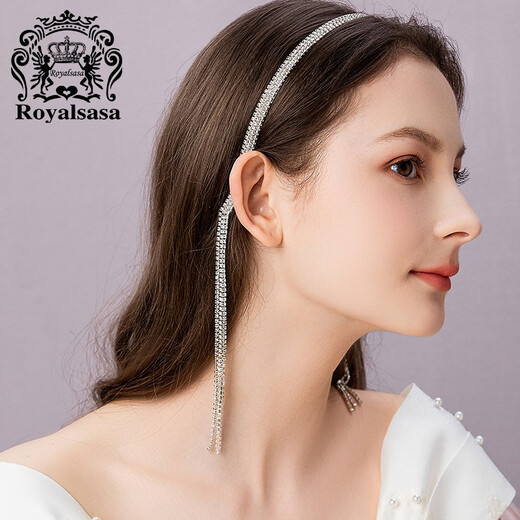 Royal sasa royal salsa headband tassel headband for women all-match rhinestone headband headband back hanging forest style super fairy hairpin hair accessories silver