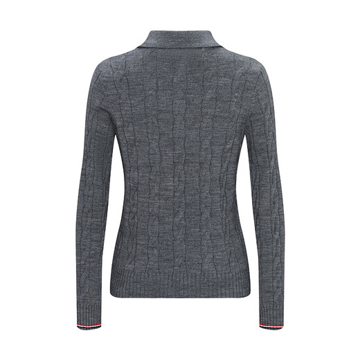 Navigare Italian dinghy women's lapel sweater skin-friendly cable casual sweater 2334023502 Gray XL