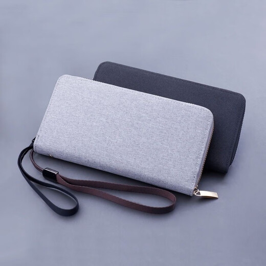 Changyin Canvas Cuthing Men's Long Zipper Gellet peut contenir le sac à main de téléphone mobile Summer Casual 2023 New Oxford Tissu 819 Canvas Handbag 12 Slots noir