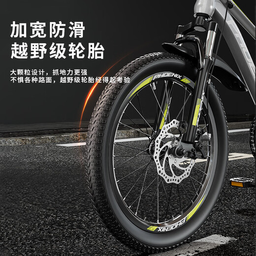 Phoenix Children's Mountain Bike 5-16 Years Old Girls and Boys Shock Absorbing Variable Speed 22 Inch Gray Suitable for Height 135-160cm
